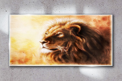 Abstraction animal cat lion Glass Wall Art