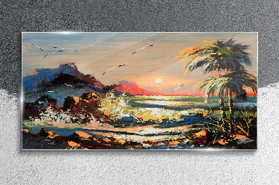 Coast sunset Glass Print