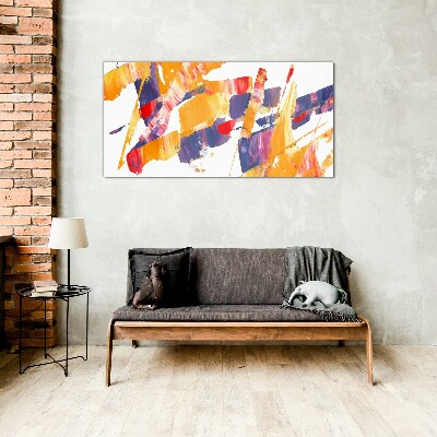 Dynamic abstract brush strokes Glass Print