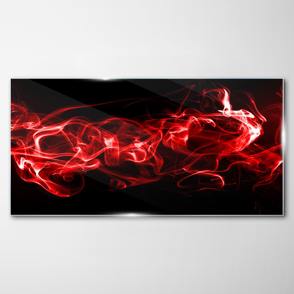 Dancing red streaks Glass Print