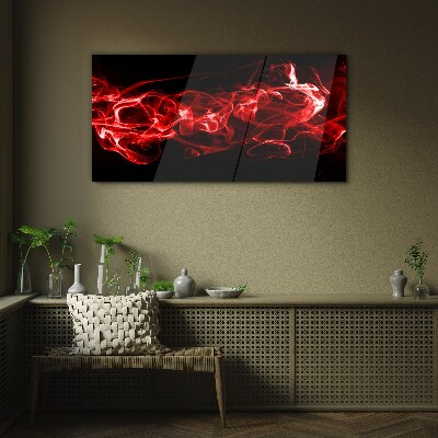 Dancing red streaks Glass Print
