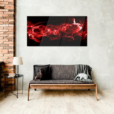 Dancing red streaks Glass Print