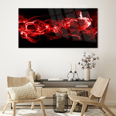 Dancing red streaks Glass Print