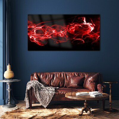 Dancing red streaks Glass Print