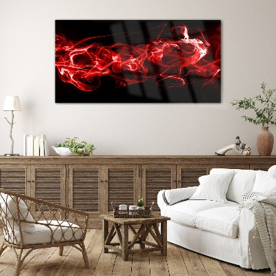 Dancing red streaks Glass Print