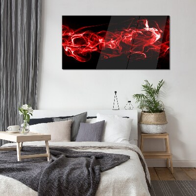 Dancing red streaks Glass Print