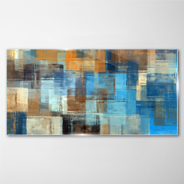 Abstract mosaic of blue tones Glass Wall Art