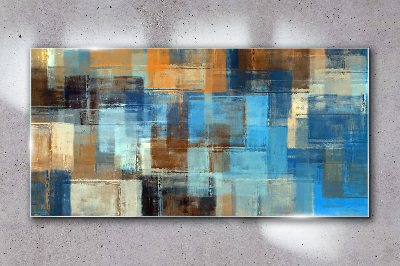 Abstract mosaic of blue tones Glass Wall Art