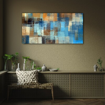 Abstract mosaic of blue tones Glass Wall Art