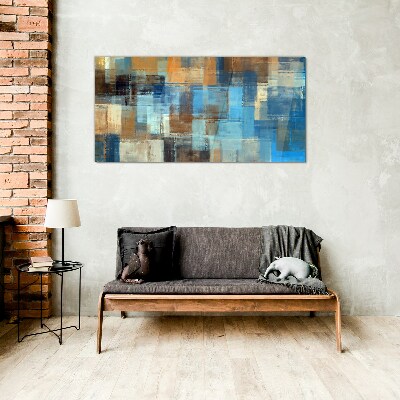 Abstract mosaic of blue tones Glass Wall Art