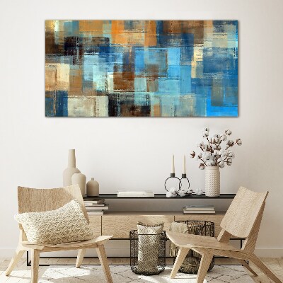 Abstract mosaic of blue tones Glass Wall Art