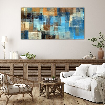 Abstract mosaic of blue tones Glass Wall Art