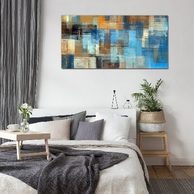 Abstract mosaic of blue tones Glass Wall Art