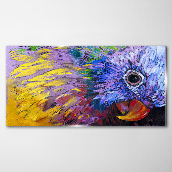Colorful portrait of a parrot Glass Wall Art