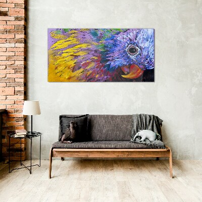 Colorful portrait of a parrot Glass Wall Art