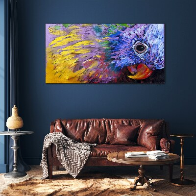Colorful portrait of a parrot Glass Wall Art