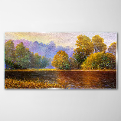 A peaceful autumn landscape Glass Print