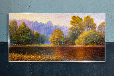 A peaceful autumn landscape Glass Print