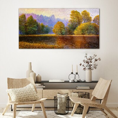 A peaceful autumn landscape Glass Print