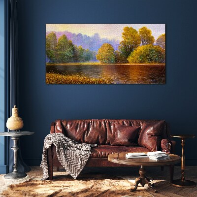 A peaceful autumn landscape Glass Print