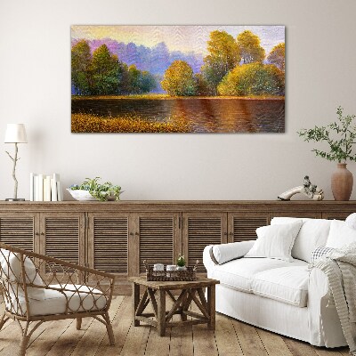A peaceful autumn landscape Glass Print