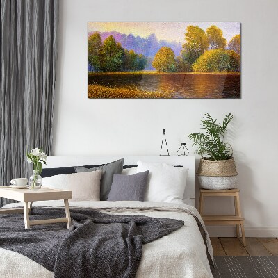 A peaceful autumn landscape Glass Print