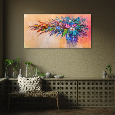 Colorful Flowers in a Vase Glass Print