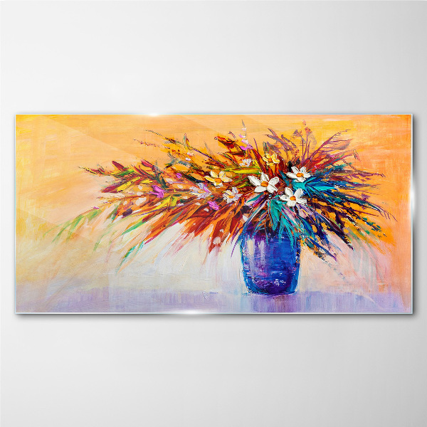 Colorful bouquet in a vase Glass Print