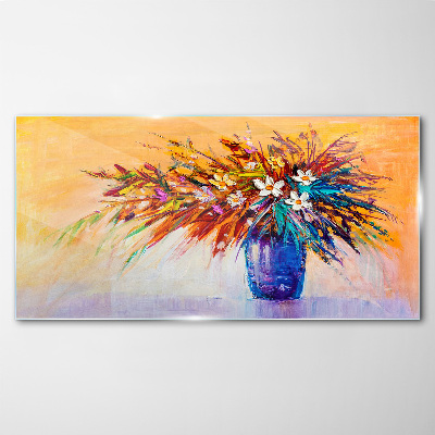 Colorful bouquet in a vase Glass Print