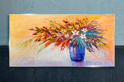 Colorful bouquet in a vase Glass Print