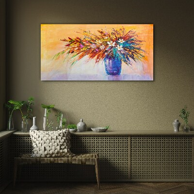 Colorful bouquet in a vase Glass Print