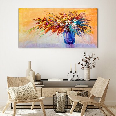 Colorful bouquet in a vase Glass Print