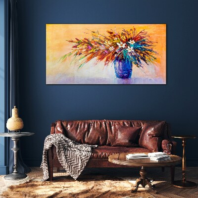 Colorful bouquet in a vase Glass Print