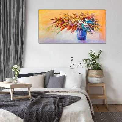 Colorful bouquet in a vase Glass Print