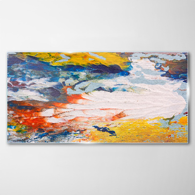 A wave of colors in motion Glass Print