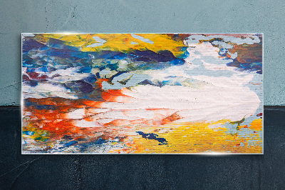 A wave of colors in motion Glass Print