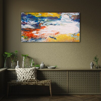 A wave of colors in motion Glass Print