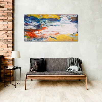 A wave of colors in motion Glass Print