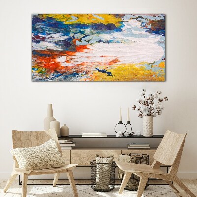 A wave of colors in motion Glass Print