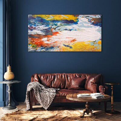 A wave of colors in motion Glass Print