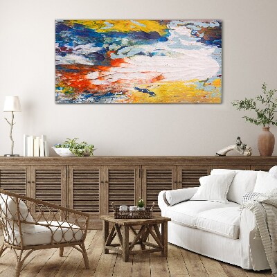 A wave of colors in motion Glass Print