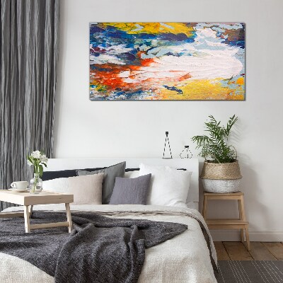 A wave of colors in motion Glass Print