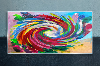 A Whirlwind of Colors Glass Print