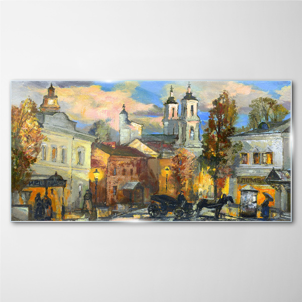 A charming street in autumn scenery Glass Print