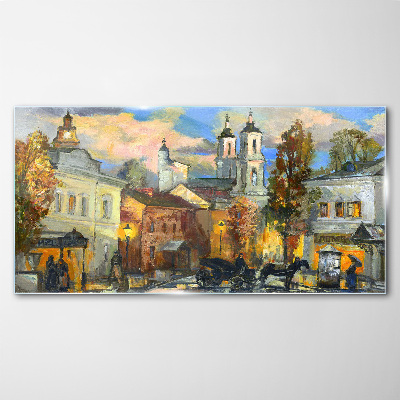 A charming street in autumn scenery Glass Print