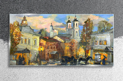 A charming street in autumn scenery Glass Print