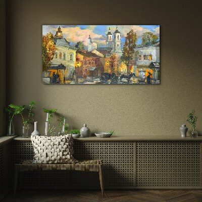 A charming street in autumn scenery Glass Print