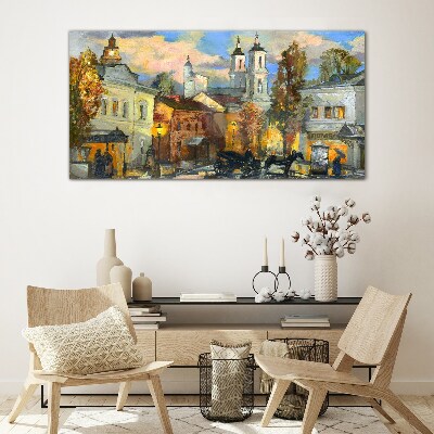 A charming street in autumn scenery Glass Print