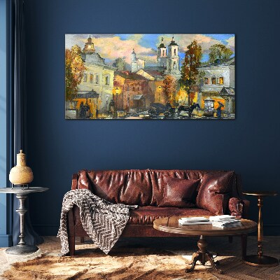 A charming street in autumn scenery Glass Print