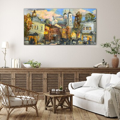 A charming street in autumn scenery Glass Print